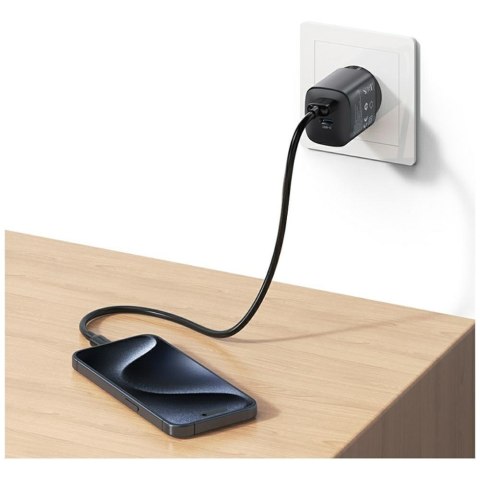 Ładowarka sieciowa USAMS CC290 T66 45W GaN 1xUSB-A 1xUSB-C srebrny