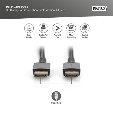 Digitus Connection Cable | DB-340201-020-S | DisplayPort to DisplayPort