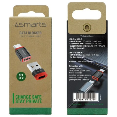 Adapter 4smarts Data Blocker USB-C do USB-A/USB-C czarny 2szt