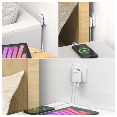 Ładowarka sieciowa 4smarts FlatPlug Duos 20W GaN USB-C + USB-A biały
