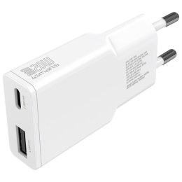 Ładowarka sieciowa 4smarts PDPlug Slim Duos 20W GaN USB-C+USB-A + kabel USB-C 1.5m biały