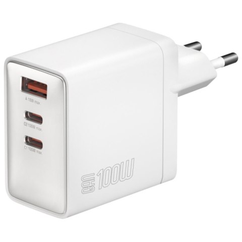 Ładowarka sieciowa 4smarts Pocket GaN 100W 2xUSB-C + USB-A biały