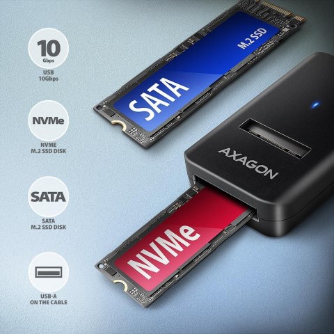 Stacja dokująca/adapter Axagon USB3.2 Gen 2 USB-A > M.2 NVMe/SATA SSD