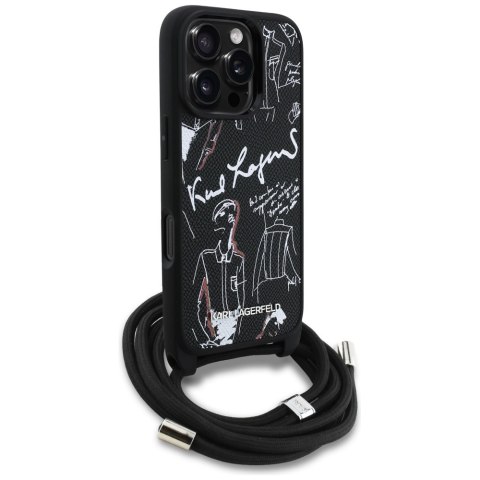 Etui Karl Lagerfeld Crossbody Grained Pattern & Logo do iPhone 16 Pro czarny
