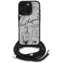Etui Karl Lagerfeld Crossbody Grained Pattern & Logo do iPhone 16 Pro szary