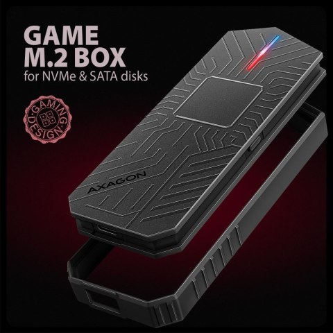 Obudowa zewnętrzna Axagon do dysków M.2 NVMe & SATA SSD / USB-C 3.2 G2 czarna