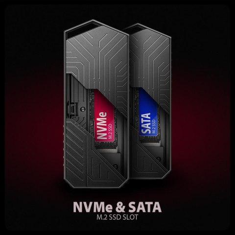 Obudowa zewnętrzna Axagon do dysków M.2 NVMe & SATA SSD / USB-C 3.2 G2 czarna