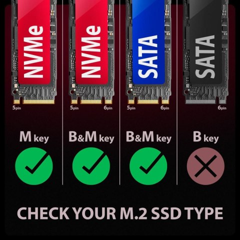 Obudowa zewnętrzna Axagon do dysków M.2 NVMe & SATA SSD / USB-C 3.2 G2 czarna