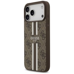 Etui Guess 4G Printed Stripes MagSafe do iPhone 17 Pro Max brązowy