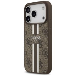 Etui Guess 4G Printed Stripes MagSafe do iPhone 17 Pro brązowy