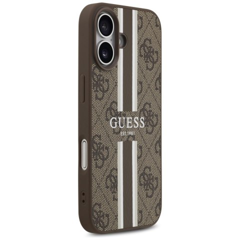 Etui Guess 4G Printed Stripes MagSafe do iPhone 17 brązowy