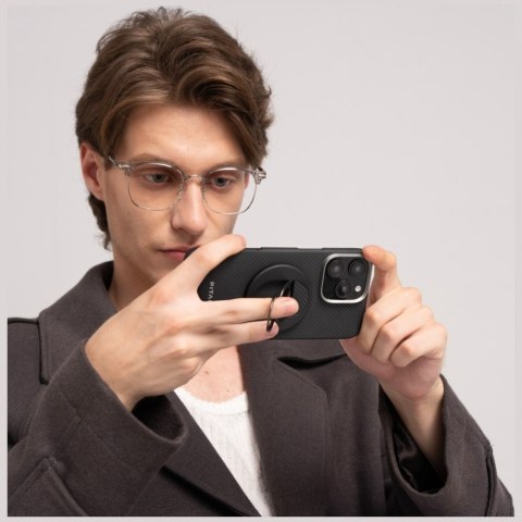 Uchwyt magnetyczny PITAKA MagEZ Grip 3 MagSafe do telefonu czarno szary