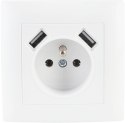 Gniazdo pojedyncze z uziemieniem z USB VCX LC 13A Biały