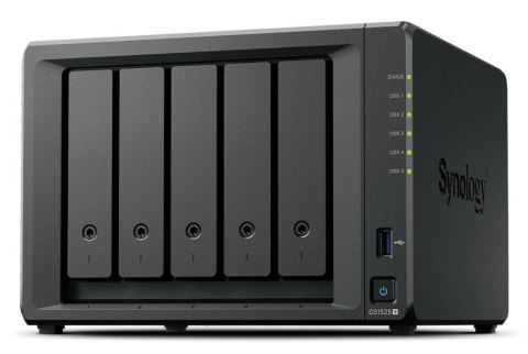 NAS Synology DS1525+, Tower, 5x 2.5"/3.5" SATA + 2x M.2 2280 NVMe SSD, AMD Ryzen V1500B, 8GB DDR4 (max.32GB), 2x 2.5GbE RJ-45, 2