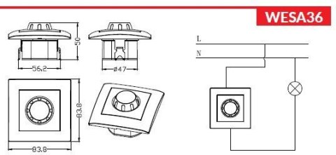 Ściemniacz obrotowy LED 200/600W VCX LC 36A Biały