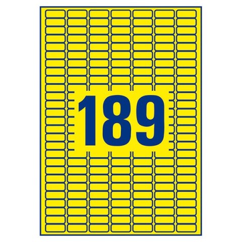 Avery Zweckform etykiety 25.4mm x 10mm, A4, żółte, 189 etykiety, mini, odklejalne, pakowane po 20 szt., L6037-20, do drukarek la