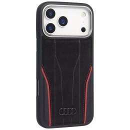 Etui Audi R8 Genuine Leather MagSafe do iPhone 17 Pro Max czarno-czerwony