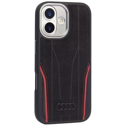 Etui Audi R8 Genuine Leather MagSafe do iPhone 17 czarno-czerwony