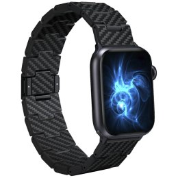 Pasek PITAKA Carbon Fiber Retro do Apple Watch 1/2/3/4/5/6/7/8/9/10/SE/Ultra/Ultra2 czarno szary