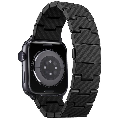 Pasek PITAKA Carbon Fiber Retro do Apple Watch 1/2/3/4/5/6/7/8/9/10/SE/Ultra/Ultra2 czarno szary