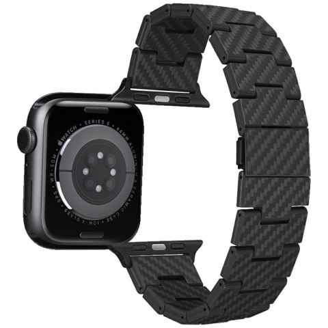 Pasek PITAKA Carbon Fiber Retro do Apple Watch 1/2/3/4/5/6/7/8/9/10/SE/Ultra/Ultra2 czarno szary