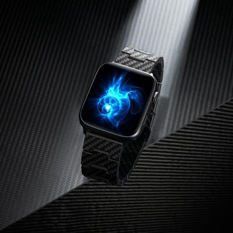 Pasek PITAKA Carbon Fiber Retro do Apple Watch 1/2/3/4/5/6/7/8/9/10/SE/Ultra/Ultra2 czarno szary