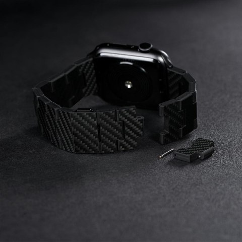 Pasek PITAKA Carbon Fiber Retro do Apple Watch 1/2/3/4/5/6/7/8/9/10/SE/Ultra/Ultra2 czarno szary