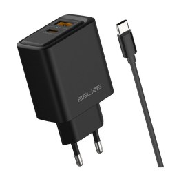 Ładowarka sieciowa Beline 45W 1xUSB-C + 1xUSB GaN PD 3.0 QC 3.0 + kabel USB-C/USB-C - czarna
