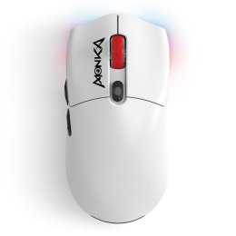 Mysz bezprzewodowa Monka GURU optyczna 26000dpi 2.4 GHz + Bluetooth biała AKUMULATOR 6 przycisków gaming PixArt PAW3395 Kailh