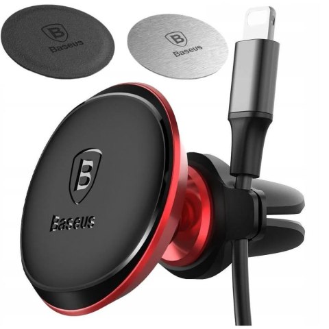Uchwyt magnetyczny samochodowy na telefon do kratki Baseus C40141201913-00 czerwony