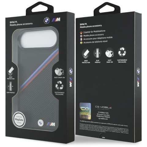 Etui BMW M Tricolor Metal Logo MagSafe do iPhone 17 Air czarny