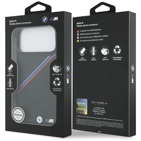 Etui BMW M Tricolor Metal Logo MagSafe do iPhone 17 Pro Max czarny