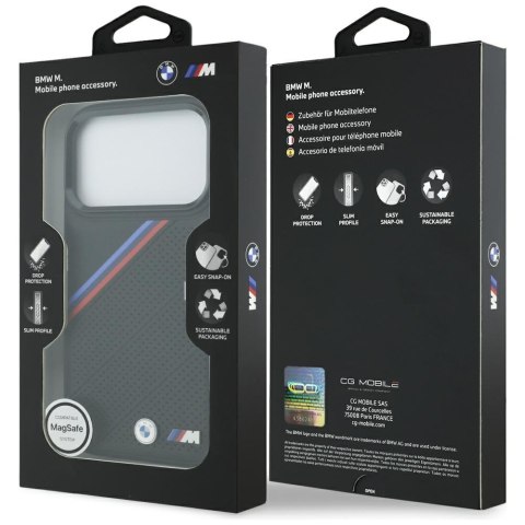 Etui BMW M Tricolor Metal Logo MagSafe do iPhone 17 Pro czarny