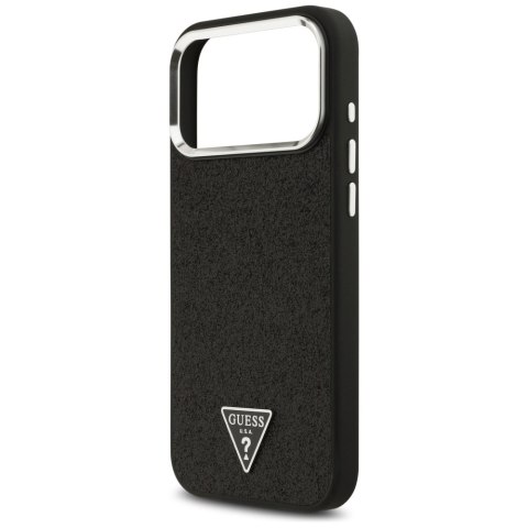 Etui Guess Glitter Triangle Logo MagSafe do iPhone 17 Pro Max czarny