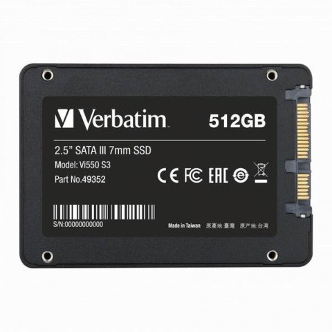 SSD Wewnętrzny Verbatim Vi550, 49352, 512GB, czarny, SATA III