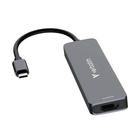 USB-C Hub wieloportowy 6-port, 32156, szary, długość kabla 18 cm, Verbatim, USB-C PD, USB-A 3.2 Gen 1, USB-A 2.0, SD a microSD