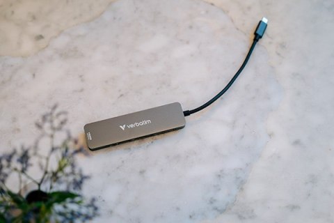 USB-C Hub wieloportowy 6-port, 32156, szary, długość kabla 18 cm, Verbatim, USB-C PD, USB-A 3.2 Gen 1, USB-A 2.0, SD a microSD