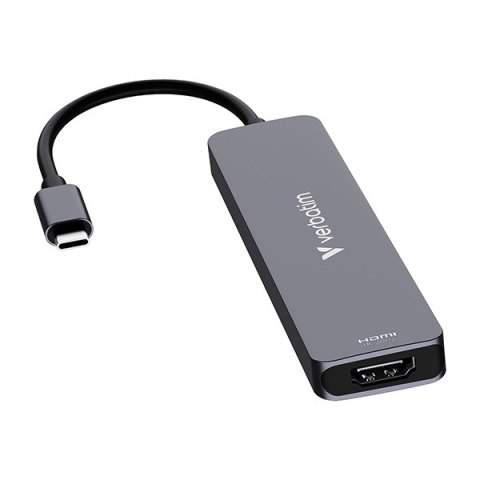 USB-C Hub wieloportowy 7-port, 32158, szary, długość kabla 18 cm, Verbatim, USB-C 3.2 Gen 1, USB-C PD, 2 x USB-A 3.2 Gen 1, SD
