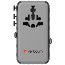 Verbatim, 1x USB-C, 1X USB-A + 2x zintegrowane kable USB-C, czarna, 70 W