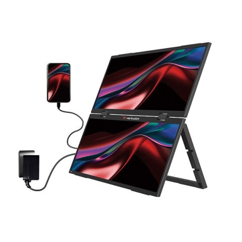 Verbatim monitor przenośny, Dual Monitor Essentials, 15.6", Full HD (1920x1080), 60Hz, czarny