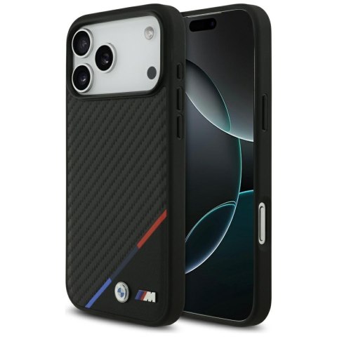Etui BMW M Carbon Tricolor Line MagSafe do iPhone 17 Pro Max czarny