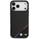 Etui BMW M Carbon Tricolor Line MagSafe do iPhone 17 Pro Max czarny