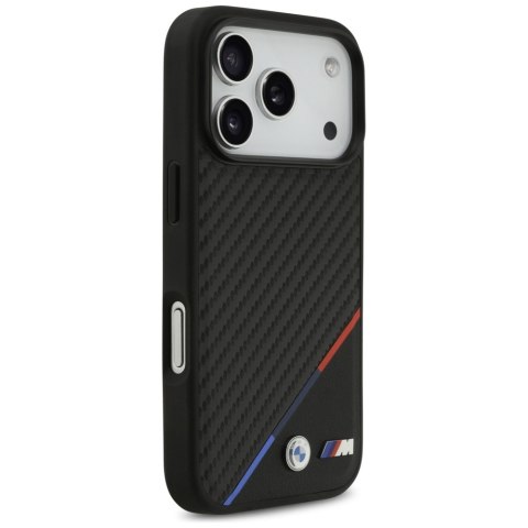 Etui BMW M Carbon Tricolor Line MagSafe do iPhone 17 Pro czarny