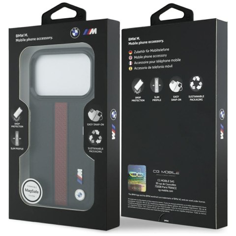 Etui BMW M Perforated Stripe Logo MagSafe do iPhone 17 Pro czerwony