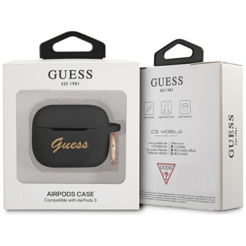 Guess GUA3SSSK AirPods 3 cover czarny/black Silicone Vintage Script