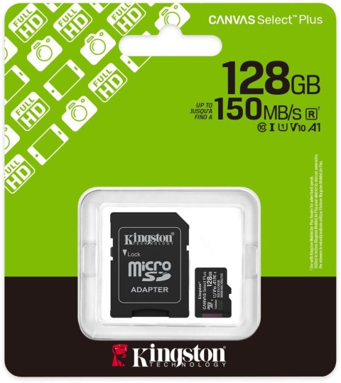 Karta pamięci microSD 128GB Kingston Canvas Select Plus microSDXC C10 UHS-1 128GB