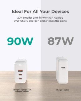 PA-B6S White Omnia Mix GaN ładowarka sieciowa 3xUSB (2xUSB C+1xUSB A) 90W