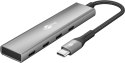Goobay 76564 Slim 4-portowy koncentrator USB, USB-C™ auf USB-C™, 5 Gbit/s, szary