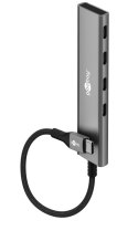 Goobay 76564 Slim 4-portowy koncentrator USB, USB-C™ auf USB-C™, 5 Gbit/s, szary