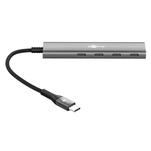 Goobay 76564 Slim 4-portowy koncentrator USB, USB-C™ auf USB-C™, 5 Gbit/s, szary